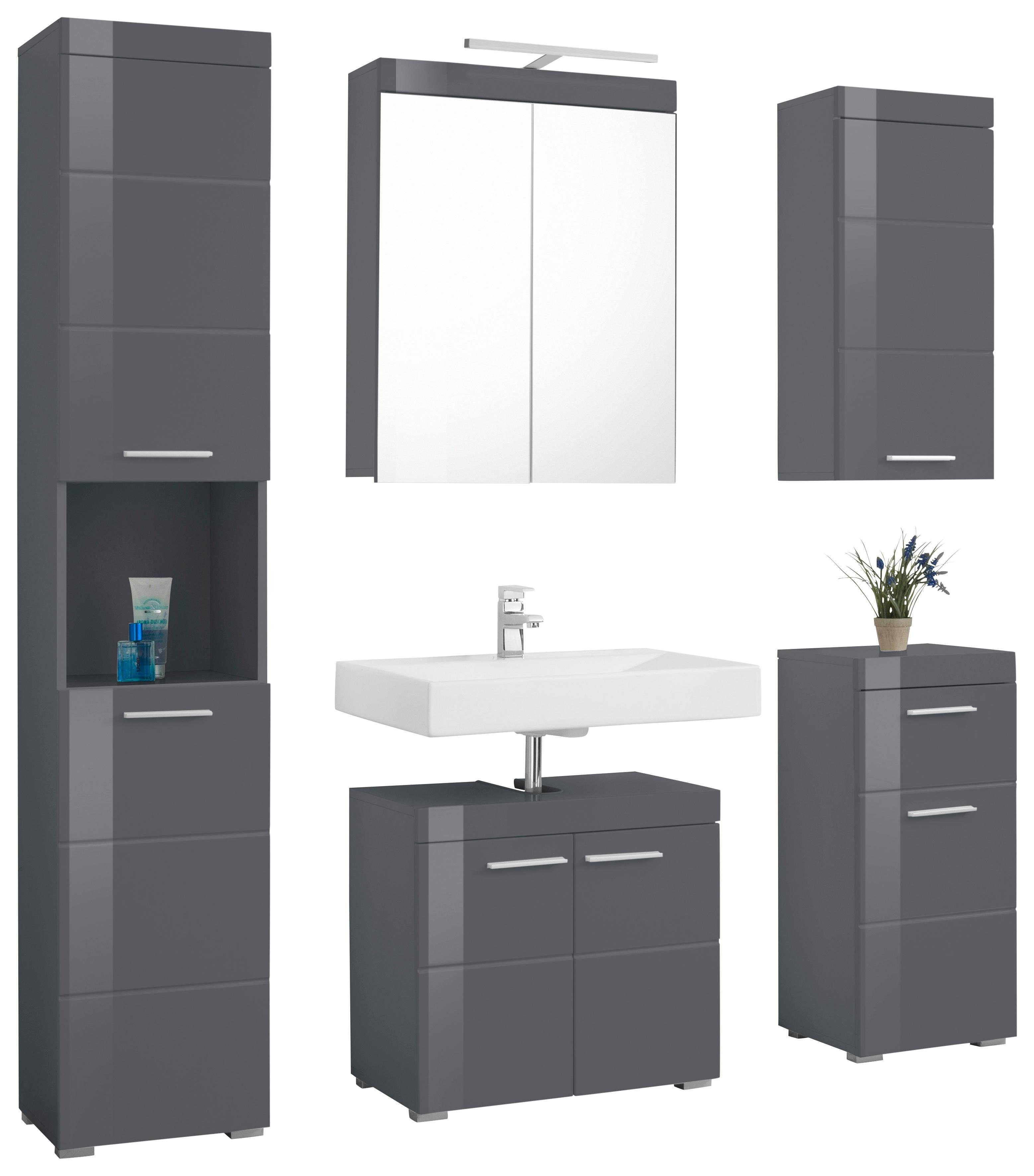 welltime Badmöbel-Set Avena, (Set, 5-St), Set: Hochschrank, Spiegelschrank, günstig online kaufen