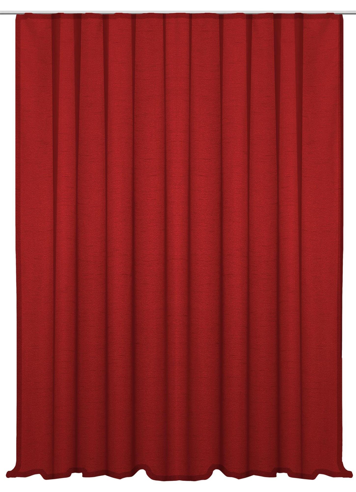cm Kräuselband Polyester Haus halbtransparent Deko, Vorhang (1 und St), 300x245 Gardine Seidenglanz halbtransparent, Kräuselband Rot Gardine,