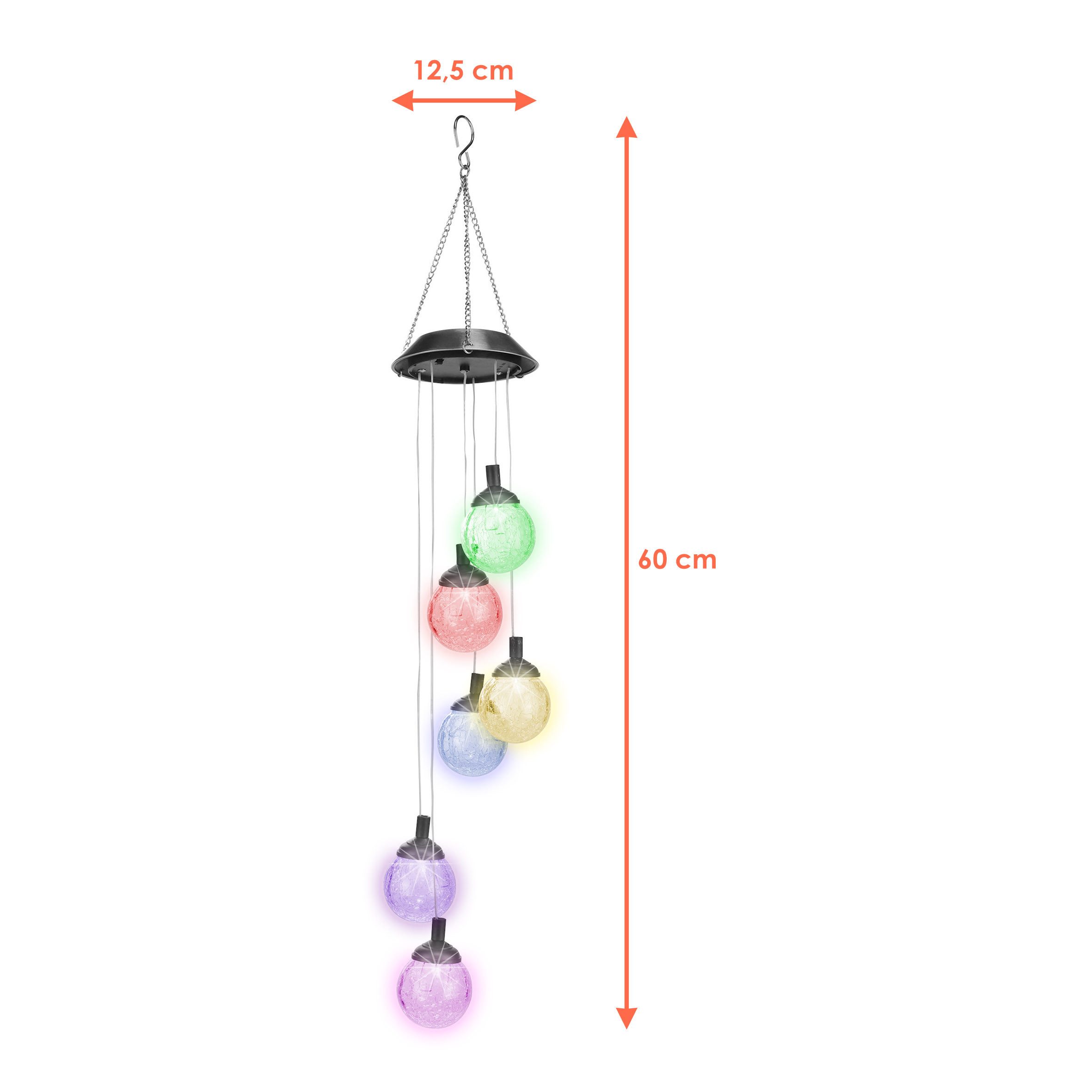 Spetebo LED Windlicht LED Solar Windspiel mit 6 Kugeln aus Glas, Farbwechse günstig online kaufen