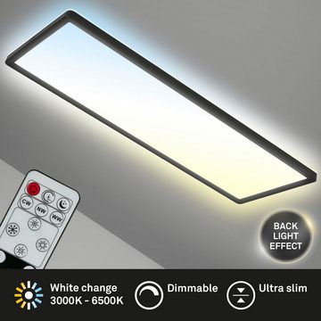 Briloner Leuchten LED Panel 7403015 SLIM, CCT - über Fernbedienung, LED fest integriert, Farbwechsler, Kaltweiß, Neutralweiß, Tageslichtweiß, Warmweiß, Deckenlampe, 58x20x3cm, Schwarz, 23W, Wohnzimmer, Schlafzimmer, Küche