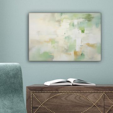 OneMillionCanvasses® Leinwandbild Abstrakt - Kunst - Weiß - Grün - Modern, (1 St), Wandbild Leinwandbilder, Aufhängefertig, Wanddeko, 30x20 cm