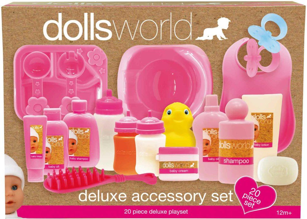 Idee+Spiel Puppen Accessoires-Set Dolls World Deluxe Puppen-Set - Komplettes Spielset für Kinder