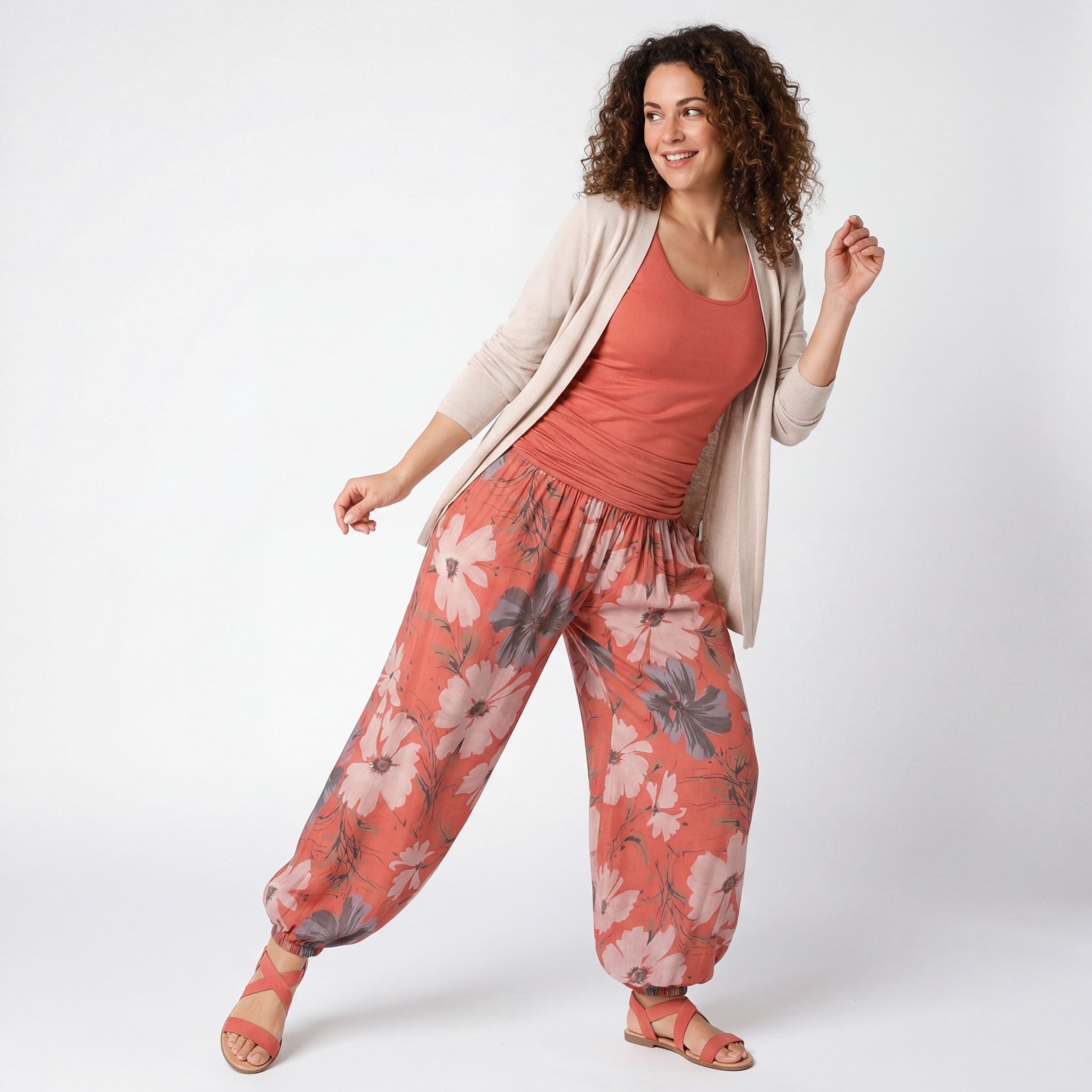 OriginalYou Haremshose Sommerhose luftig und leichte Pumphose für Damen mit elastischem Bund, sommerliches Design, Middle Waist