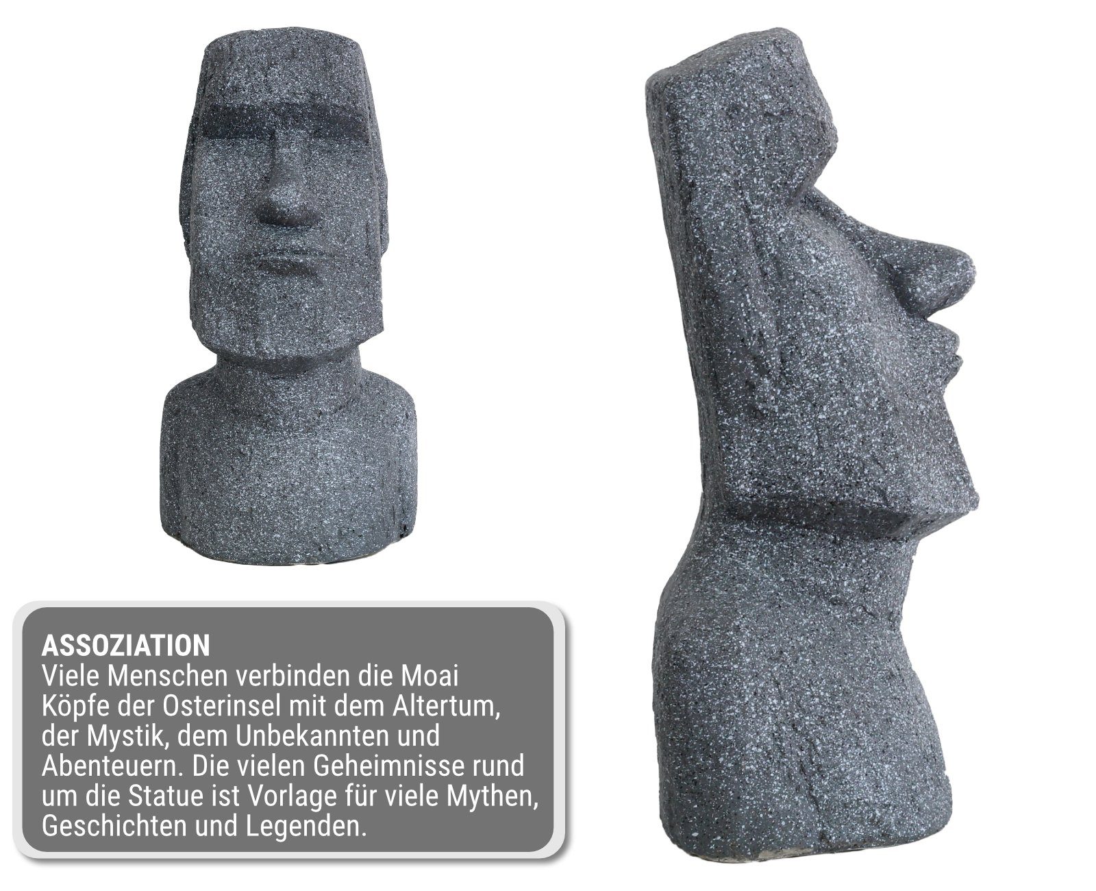 Büste Figur Buddhafigur HAGO Deko Osterinsel Kopf Statue Moai Gartenfigur Skulptur