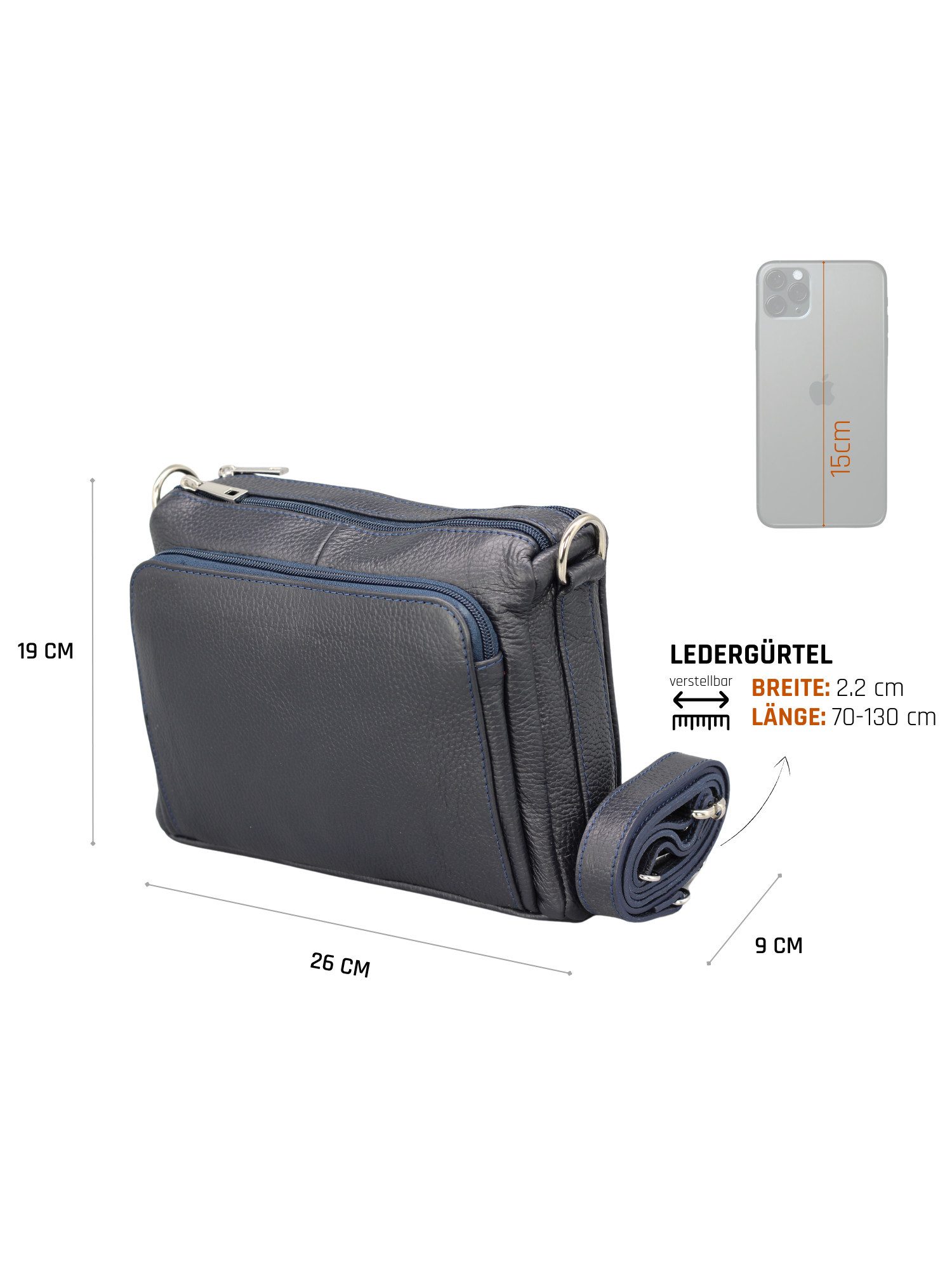 Adel Bags Schultertasche BECKY Umhängetasche für Damen, Schultertasche aus Echtleder (Einzelstück, verstellbarer Lederriemen), Handarbeit aus Italien