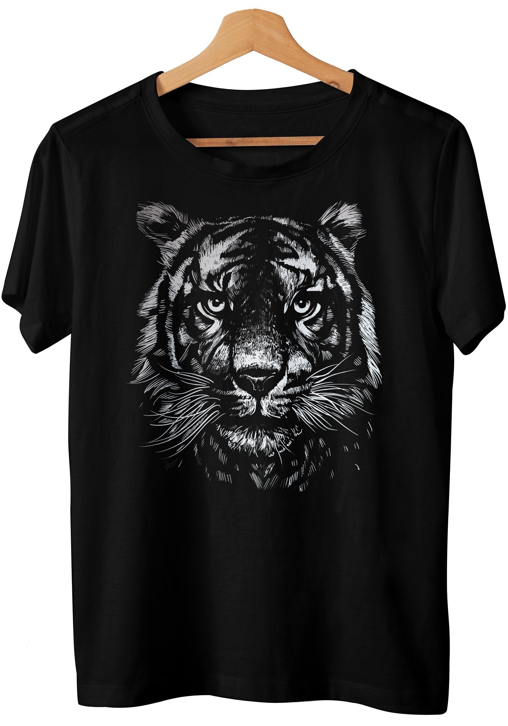 of Shirt Detail Tiger T-Shirt Art Tiger monochrome 2022 Design Year & Motiv 2022 the