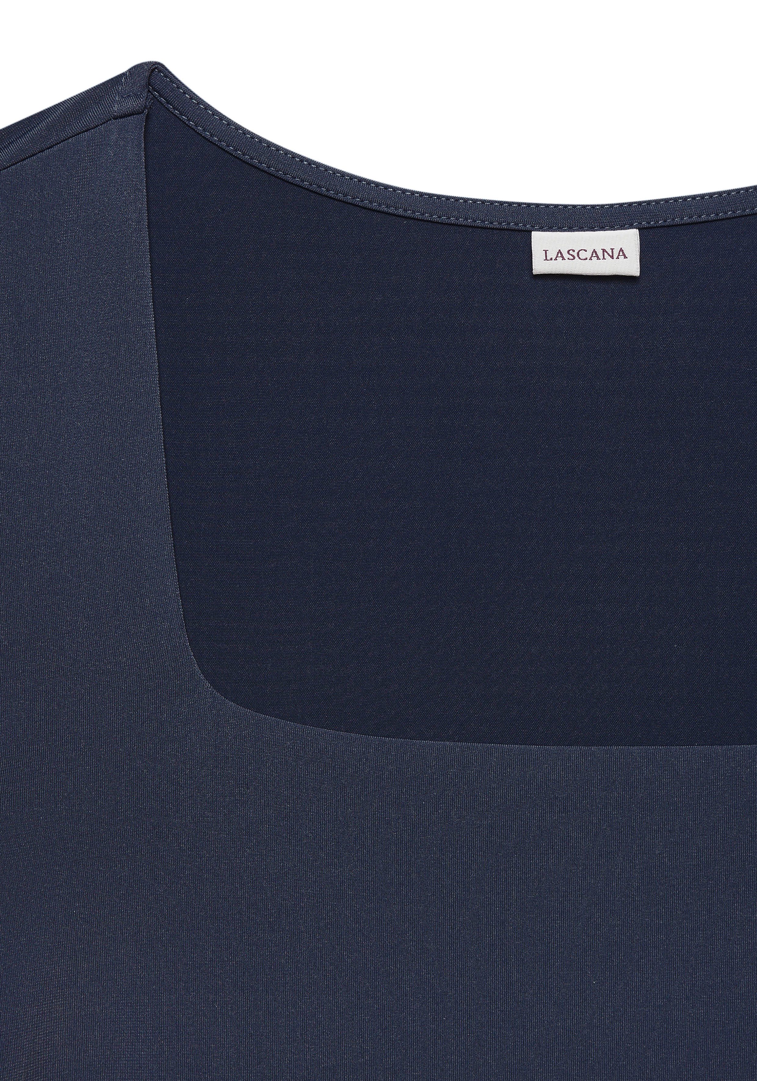 LASCANA T-Shirt aus bügelfreiem Material, elegantes Kurzarmshirt, doppellagig