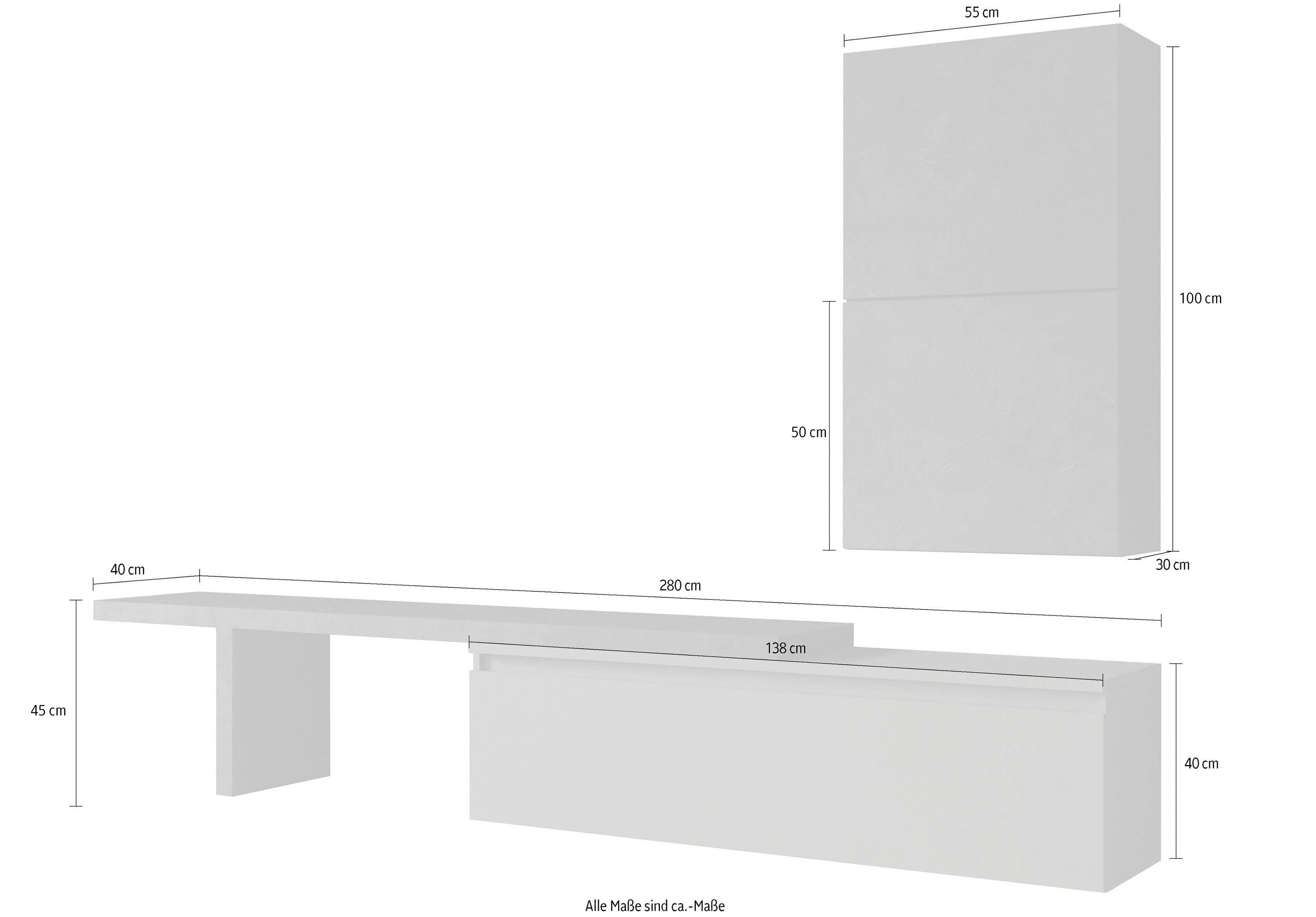 INOSIGN Wohnwand Infinity, 4tlg. Breite 280 cm, Höhe variabel, Wohnwand, (S günstig online kaufen