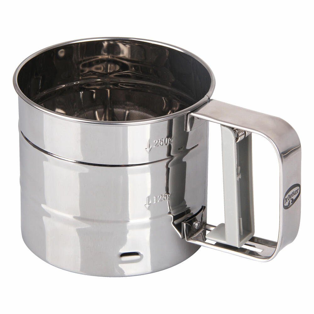 Dr. Oetker Küchenhelfer Küchensieb Einhand-Mehlsieb, Edelstahl