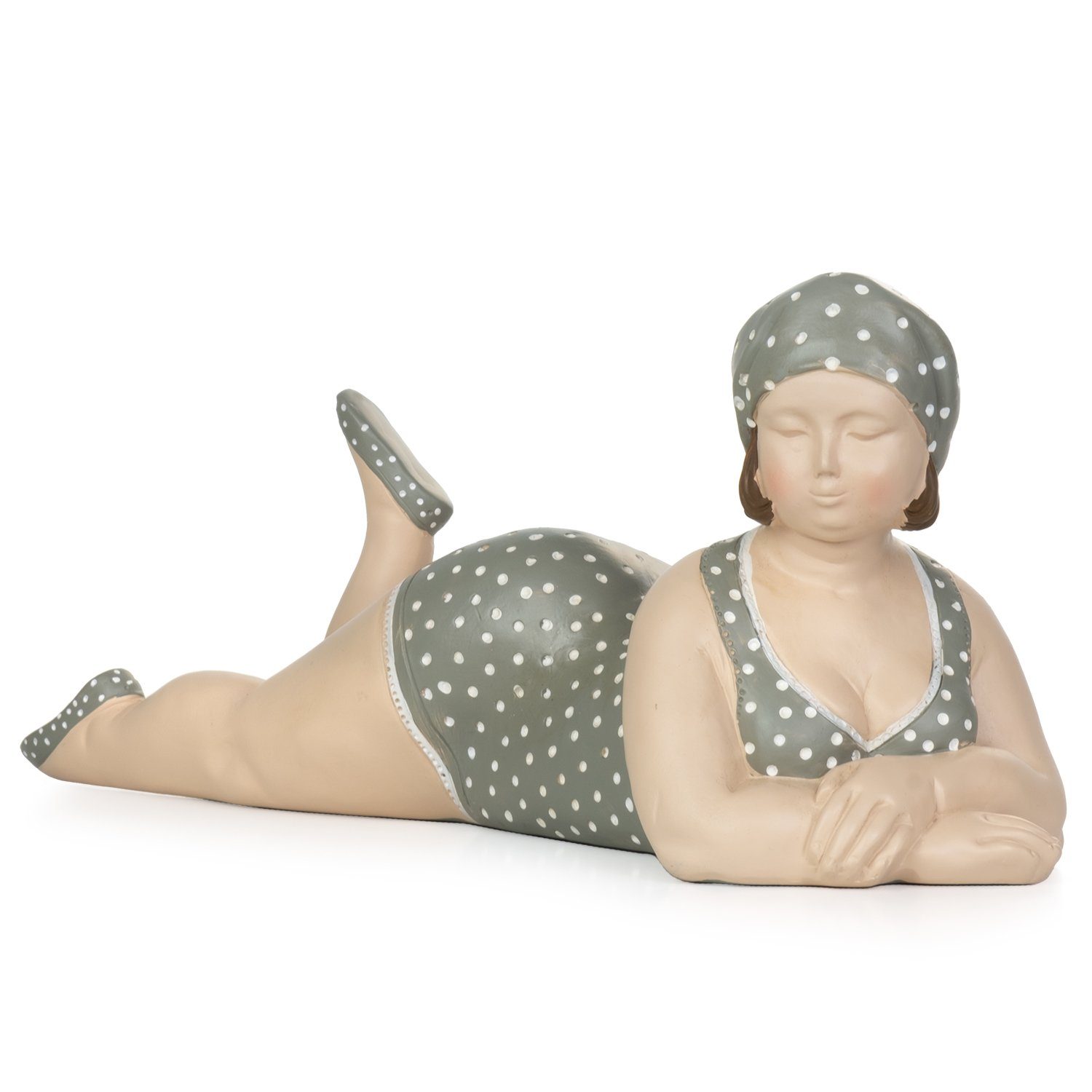 Dekofigur Deko-Figur mollige Badenixe im Badeanzug liegend Maritime Deko aus