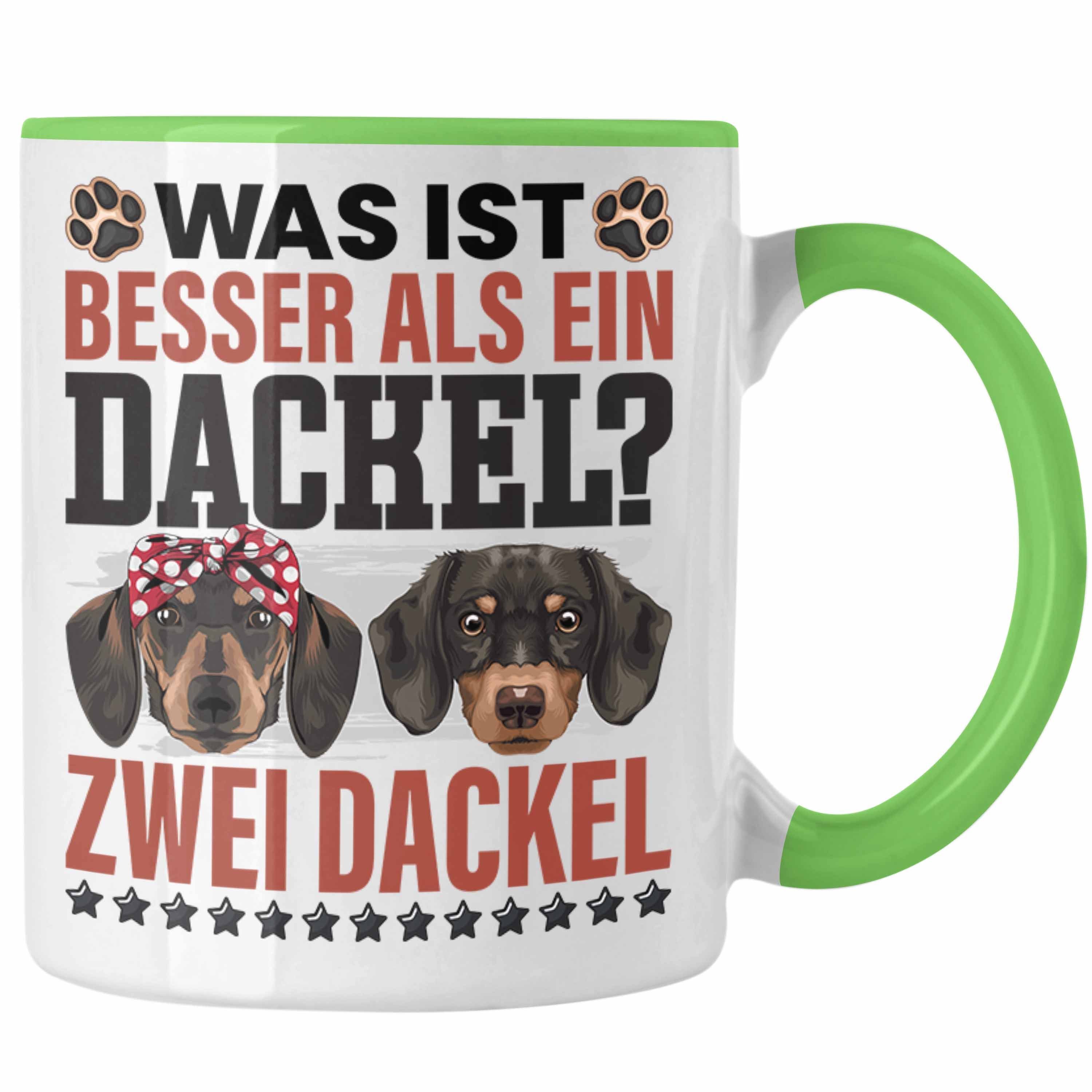Trendation Tasse Dackel Mom Grafik Geschen Tasse Grün für Frauchen Dackel-Besiterin Geschenk