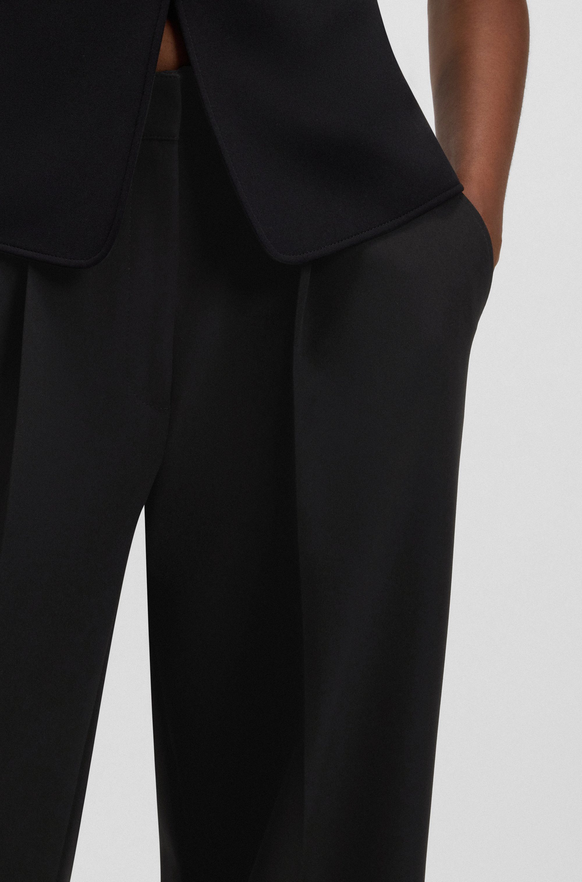 BOSS ORANGE Anzughose Tiwi Premium Damenmode Wide Leg mit Bügelfalte