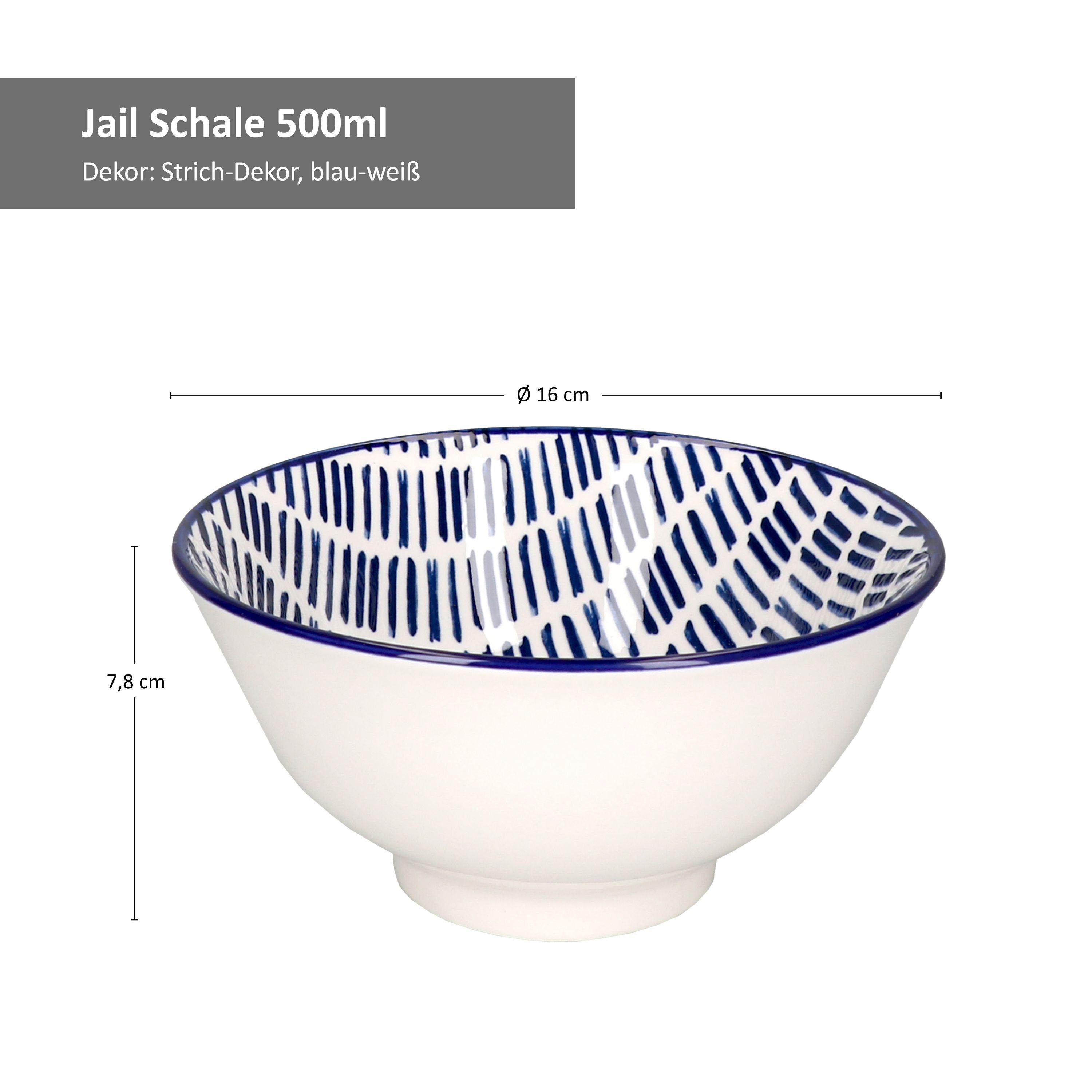 MamboCat Müslischale 6er Set Müslischale Jail Blau Weiß - 89987, Porzellan