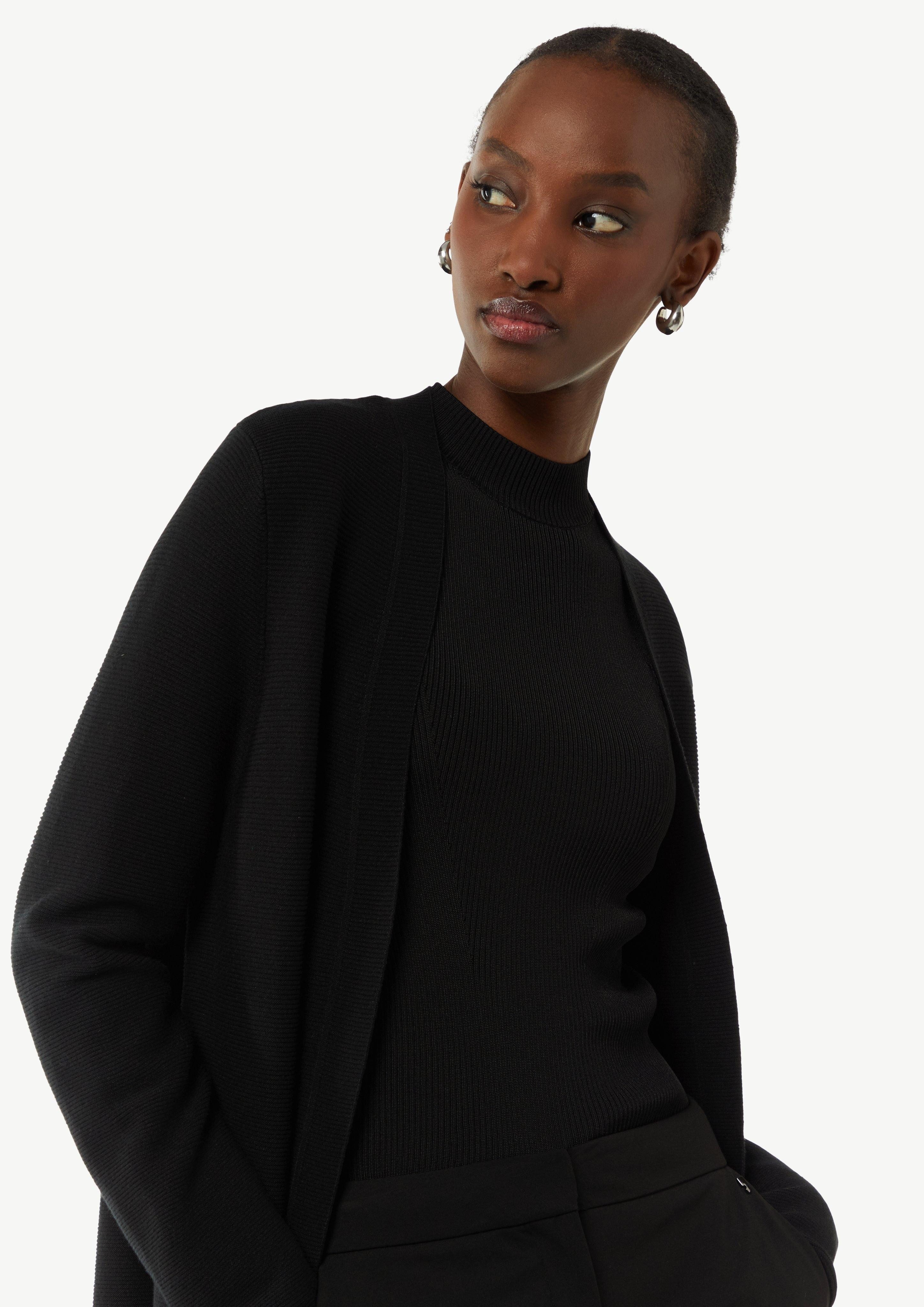 comma Strickjacke Langer Cardigan mit Rippstruktur günstig online kaufen