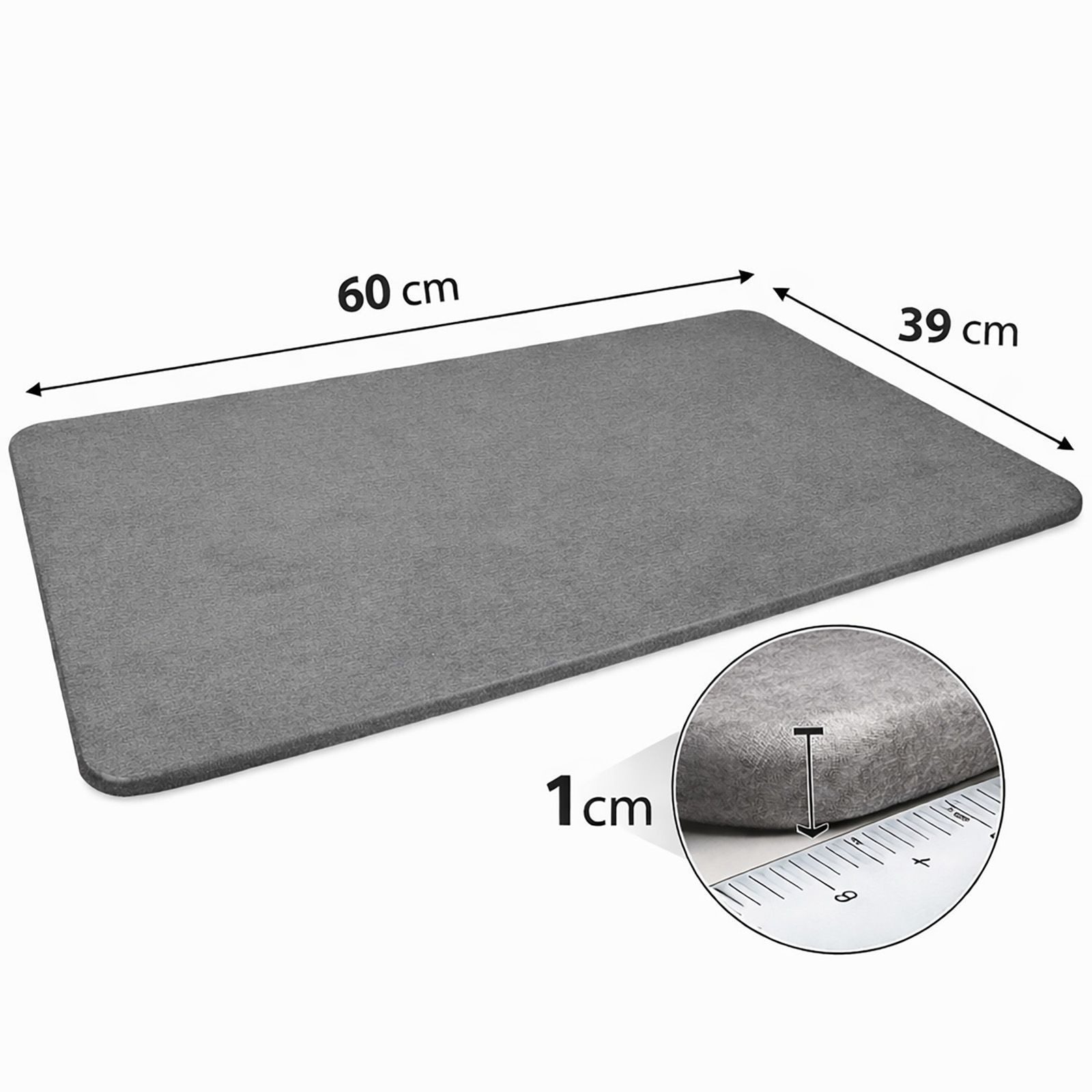 BURI Badematte Kieselgur Badematte 60x39cm Naturmaterial Antibakteriell Rutschfest – Bild 4 von 5