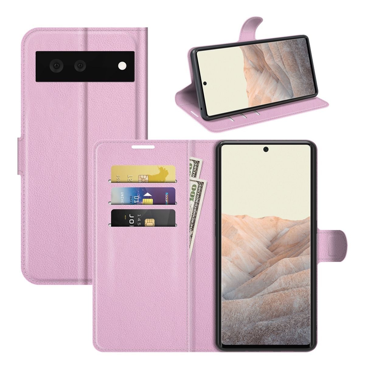 König Design Handyhülle Google Pixel 6, Schutzhülle Schutztasche Case Cover Etuis Wallet Klapptasche Bookstyle