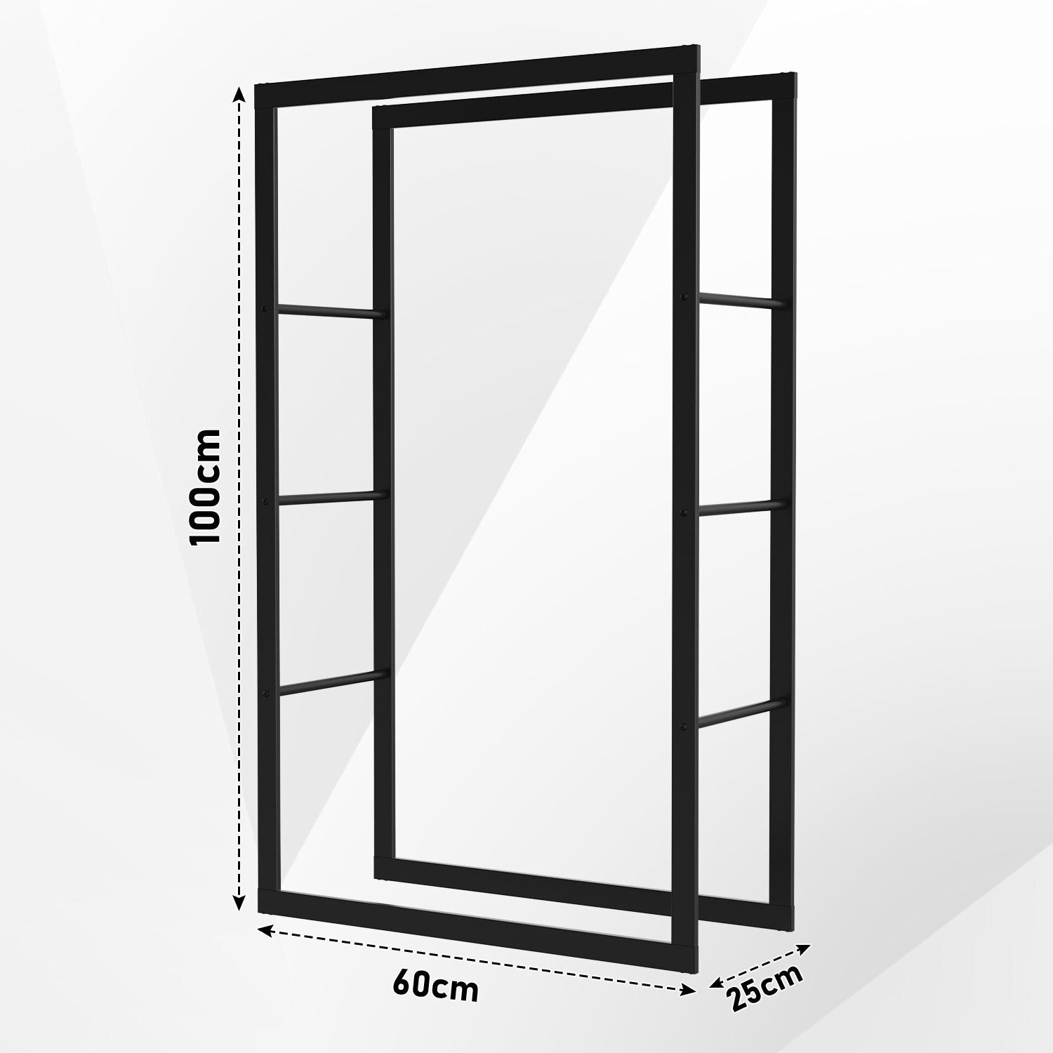 Clanmacy Kaminholzregal Brennholzregal für innen/außen 60x25x100 cm Metall günstig online kaufen