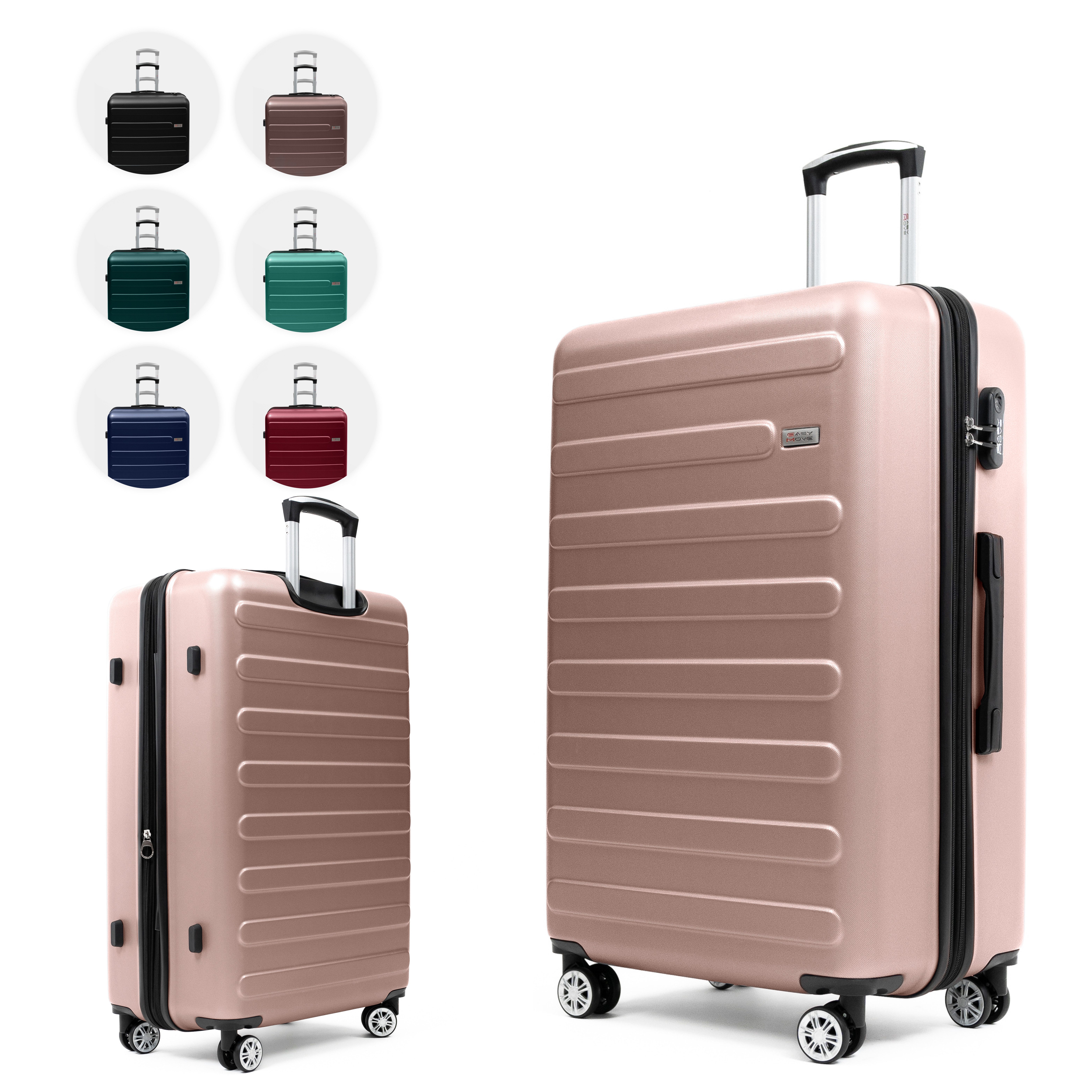 Easy Move Hartschalen-Trolley Leichter Rollkoffer Flair 088, 4 Rollen, Robuster Reisebegleiter aus ABS-Hartschale mit Dehnungsfuge, 55cm