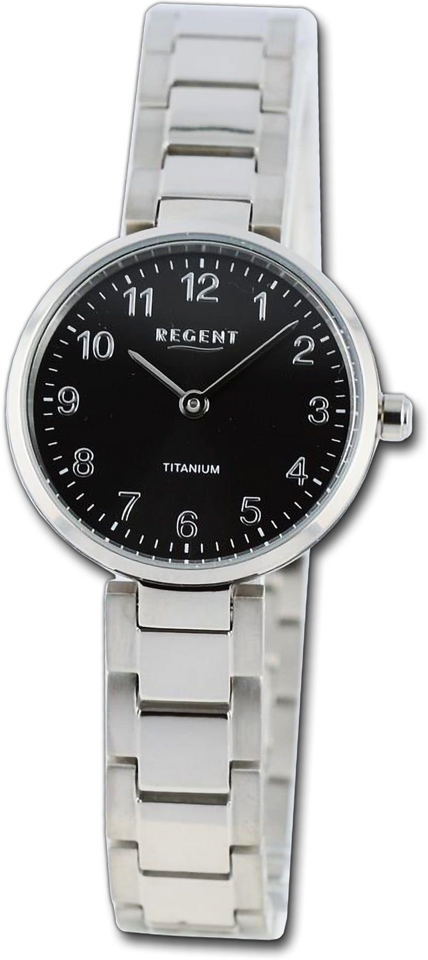 Regent Quarzuhr Regent Damen Armbanduhr Analog, Damenuhr Metallarmband silber, rundes Gehäuse, extra groß (ca. 26mm)
