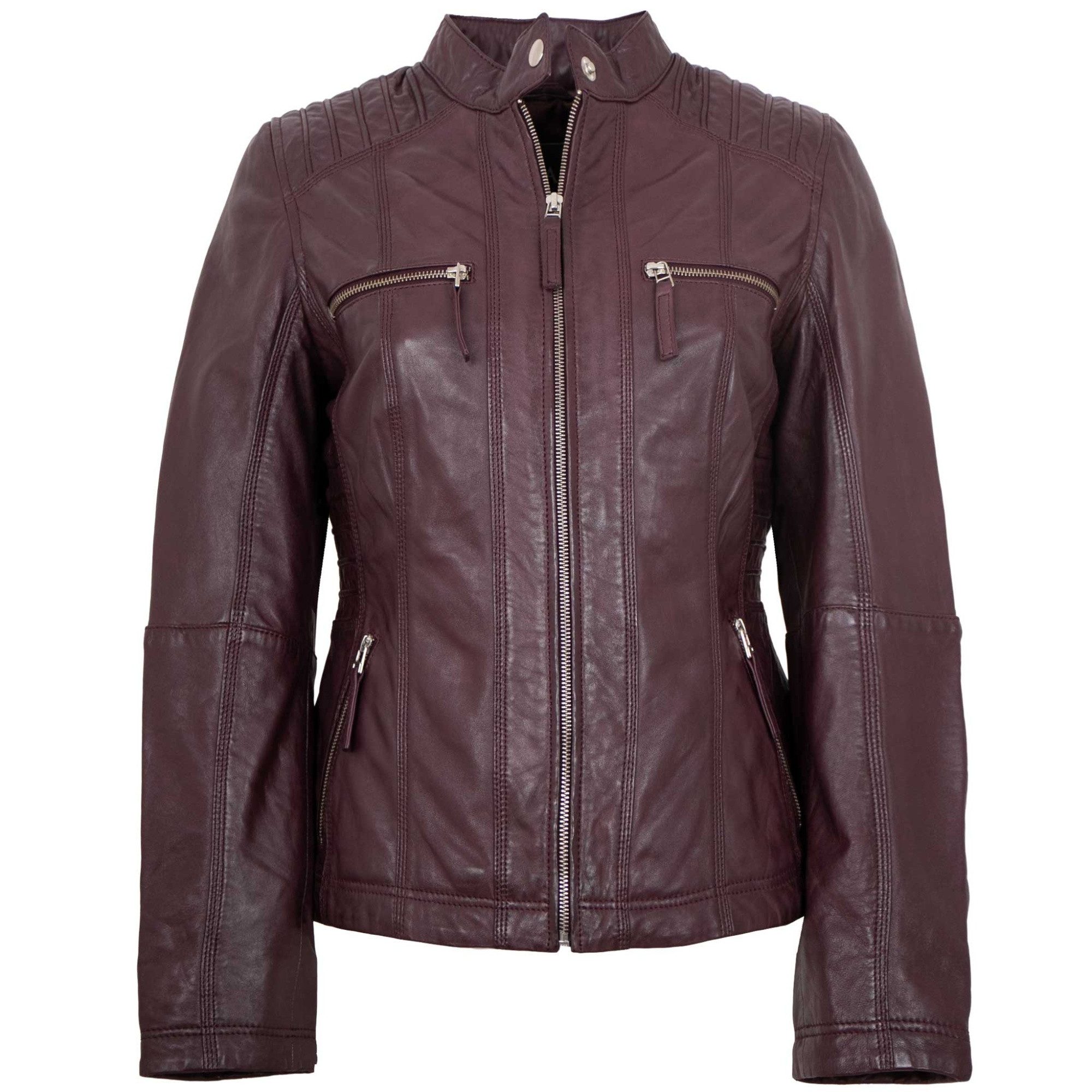 Jilani Lederjacke Frieda Jilani Collection - Damen Lederjacke Lammnappa burgundy