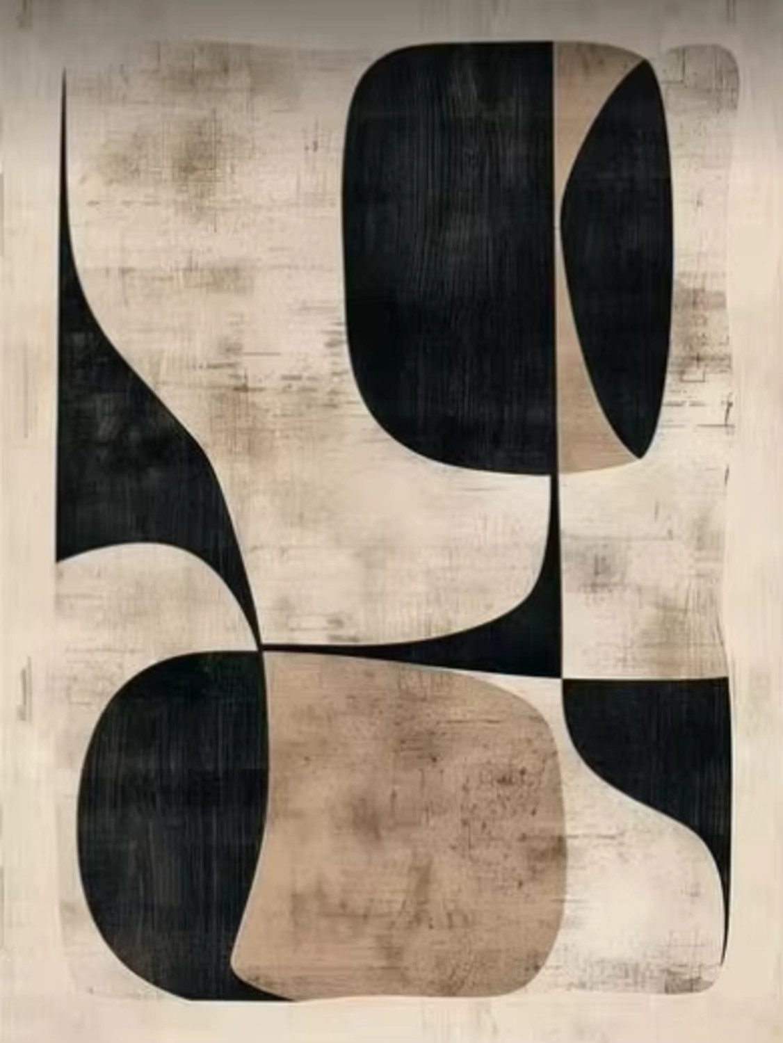 TPFLiving Kunstdruck OHNE RAHMEN, Abstrakte Formen und Linien - (Leinwandbild XXL), Farben: Farben: schwarz, weiß - Größe: 20x30cm