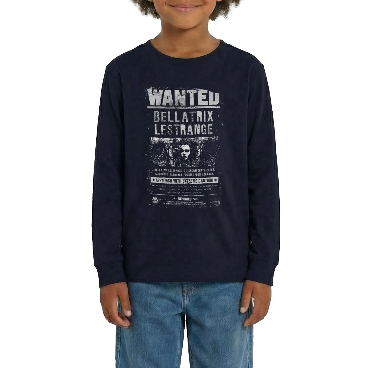 Spreadshirt T-Shirt Harry Potter Bellatrix Lestrange Wanted Teenager Premium Langarmshirt (1-tlg)