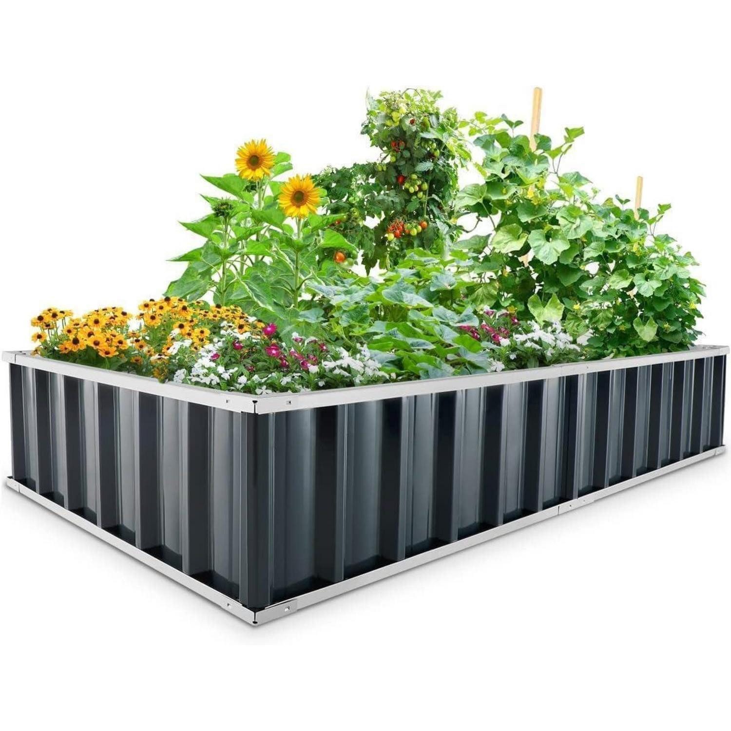 KING BIRD Hochbeet Hochbeet Metall 174x90x30cm,Pflanzkübel Blumenkasten T-Etiketten