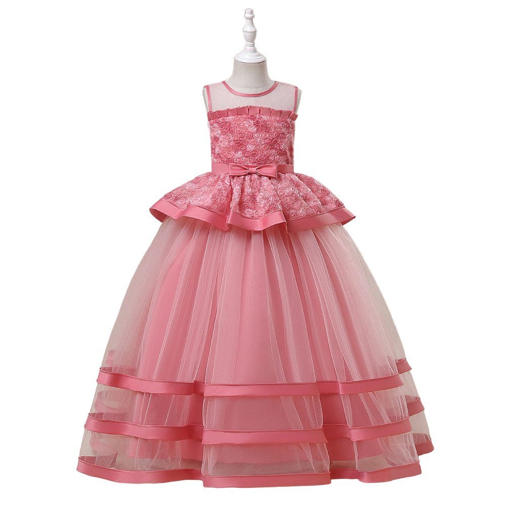 LAPA Abendkleid Elegantes, Blumen MeshKleid für Mädchen 5-13 Jahren