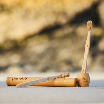 pandoo Zahnbürstenhalter Zahnbürsten Reise Etui aus Bambus