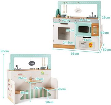COSTWAY Spielküche 2 in 1 Kinderküche, mit Spüle, Herd, Mikrowelle, Ofen
