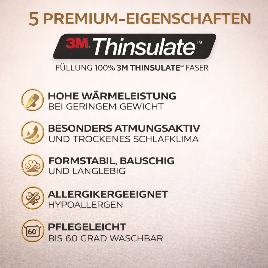 TRAUMSCHLAF Kunstfaserbettdecke Thinsulate, Füllung: 100% Polyester, Bezug: 100% Baumwolle, sehr guter Feuchtigkeitstransport