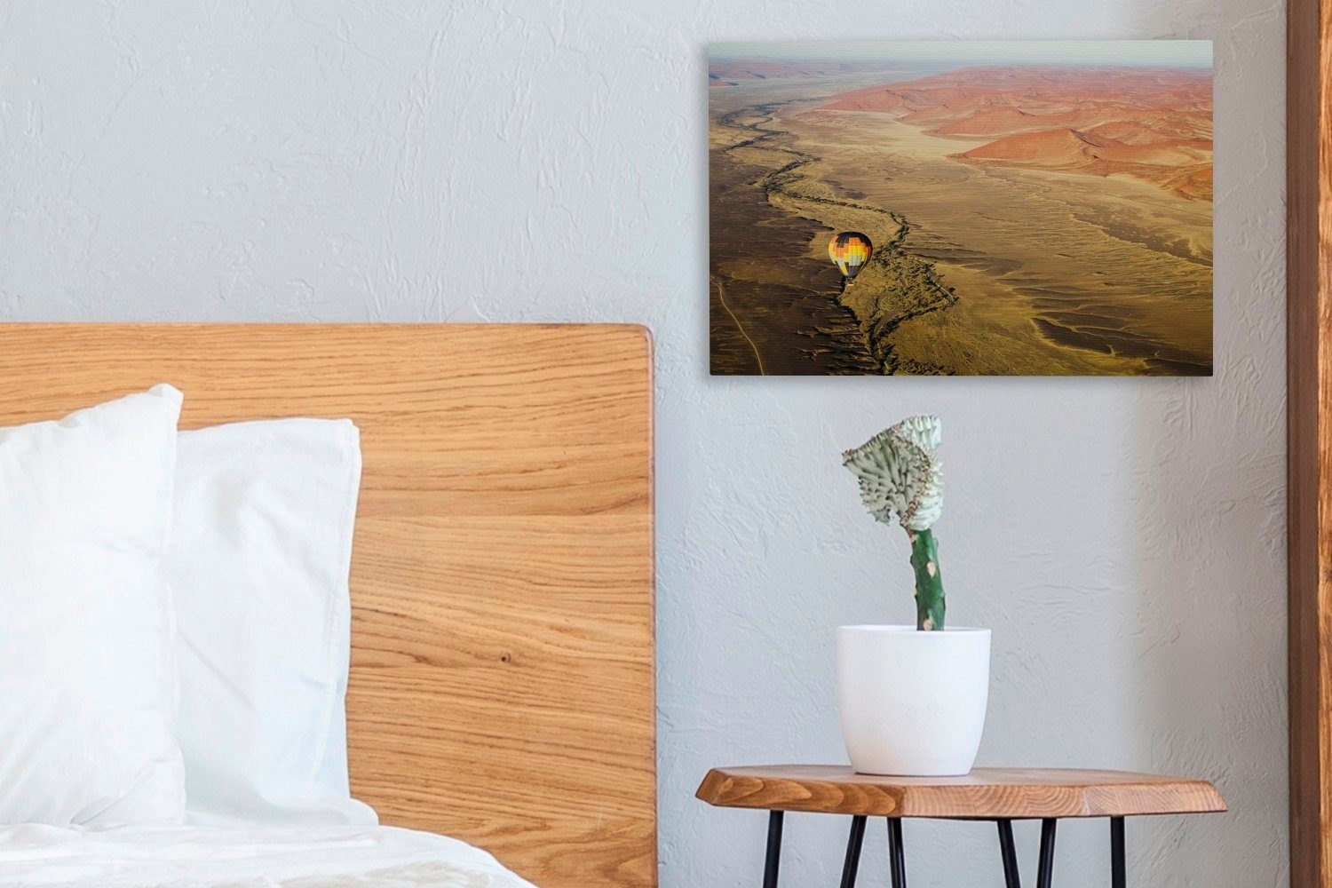Aufhängefertig, St), Namibia Wanddeko, in Namib-Wüste Leinwandbild der Heißluftballon Wandbild cm Afrika, 30x20 (1 über Leinwandbilder, OneMillionCanvasses®