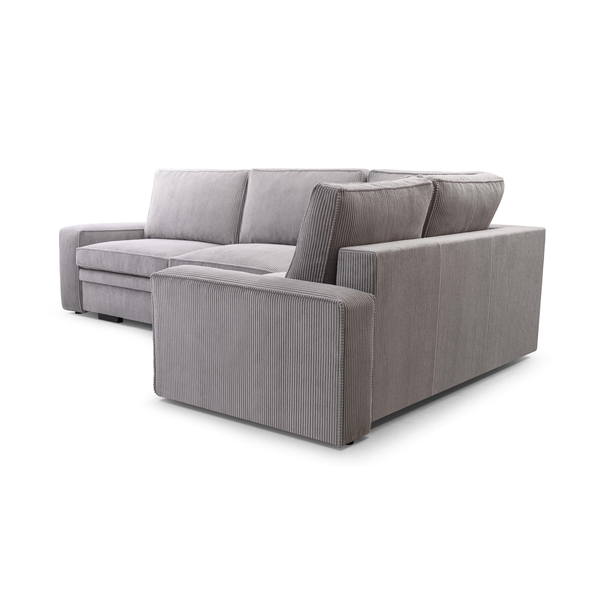 montierbar links Ecksofa Wohnzimmer, (lincoln Velourstoff mane Bettkasten, oder Beautysofa L-Form Cord-Struktur, Tobias, Blau rechts Polstersofa Sofa, mit Corner für Bettfunktion, 75) mit