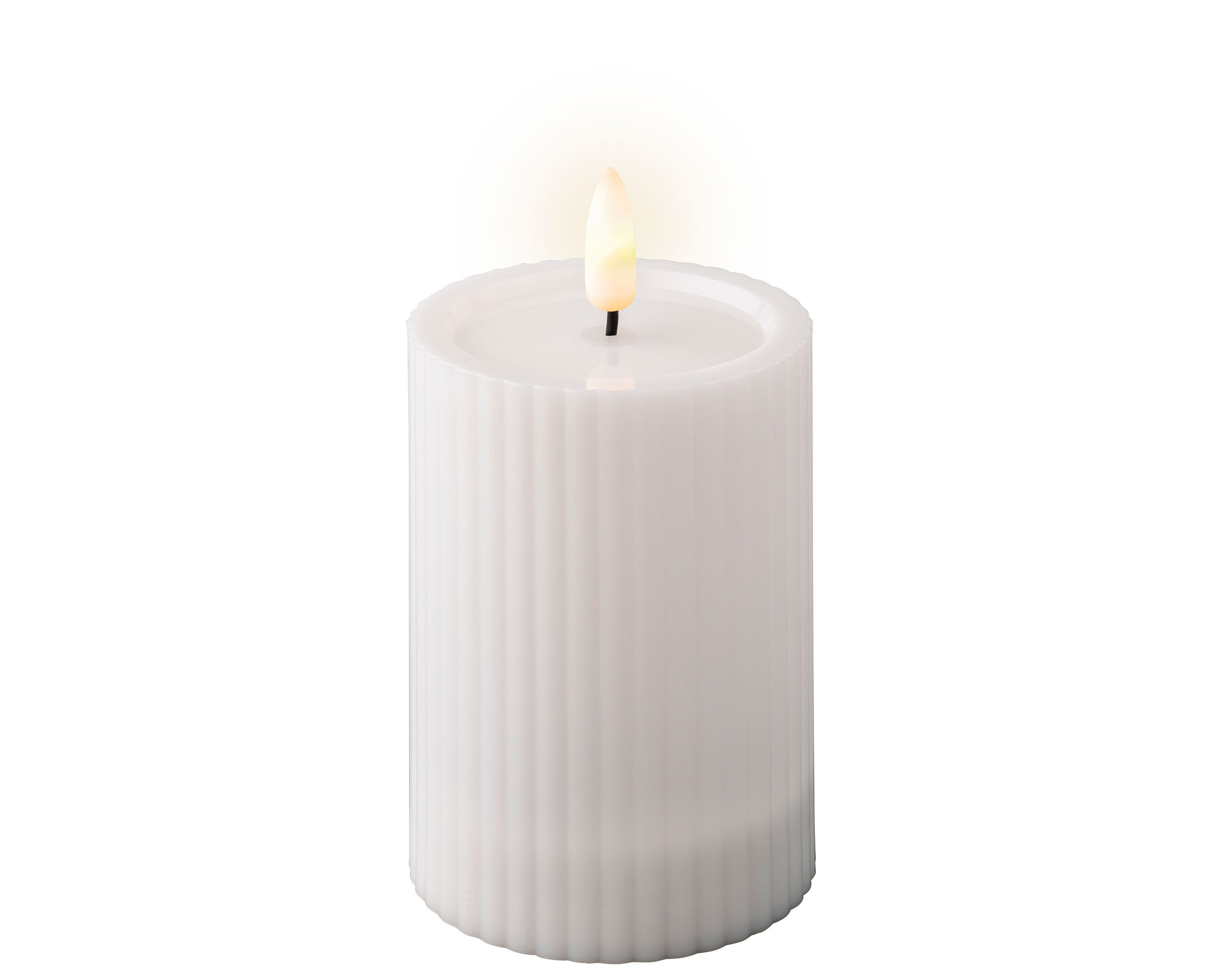 Lumineo Outdoorkerze, Solar LED Kerze Outdoor 7x10cm Kunststoff gerillt Wei günstig online kaufen