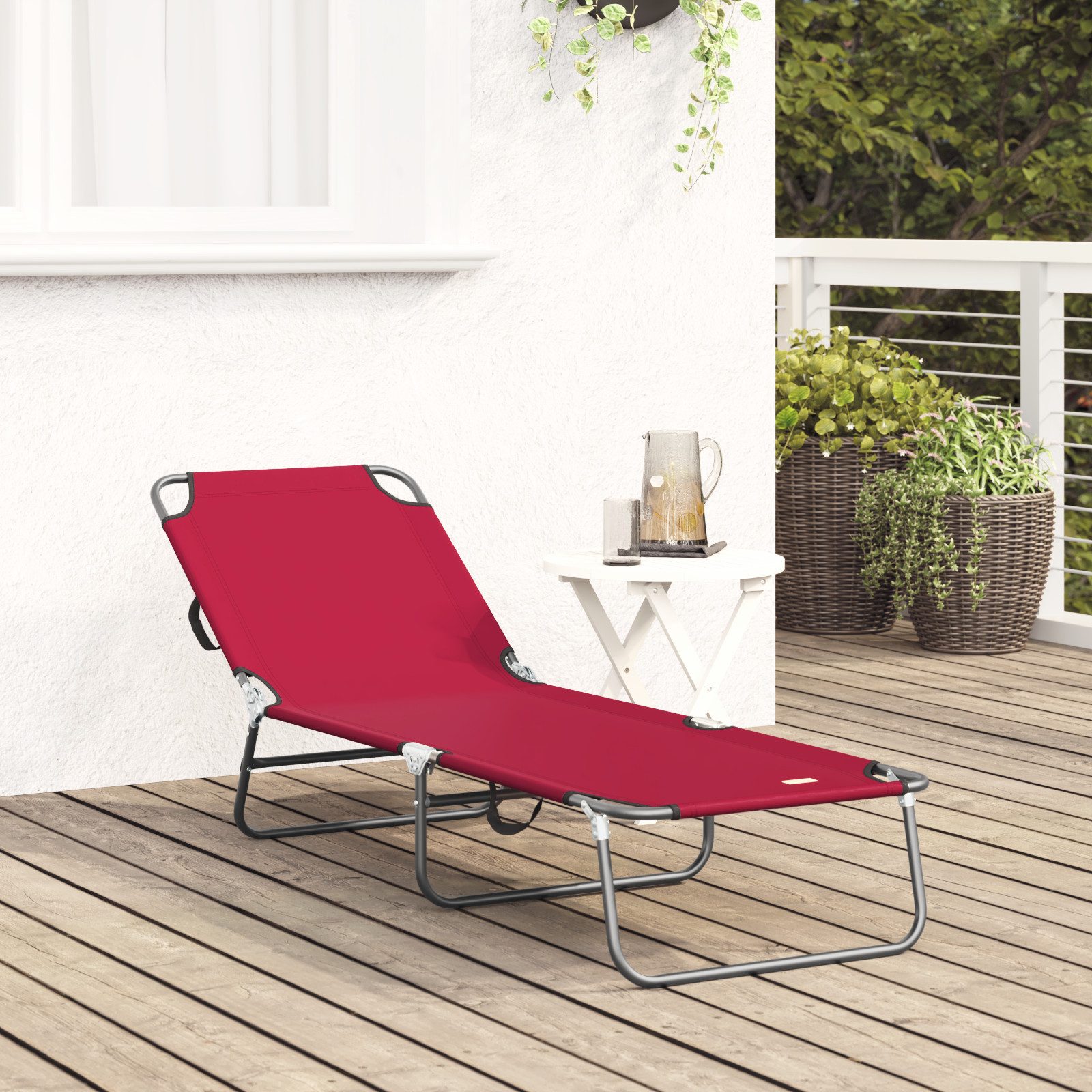 vidaXL Gartenliege Klappliege Tragbar Rot 600D günstig online kaufen