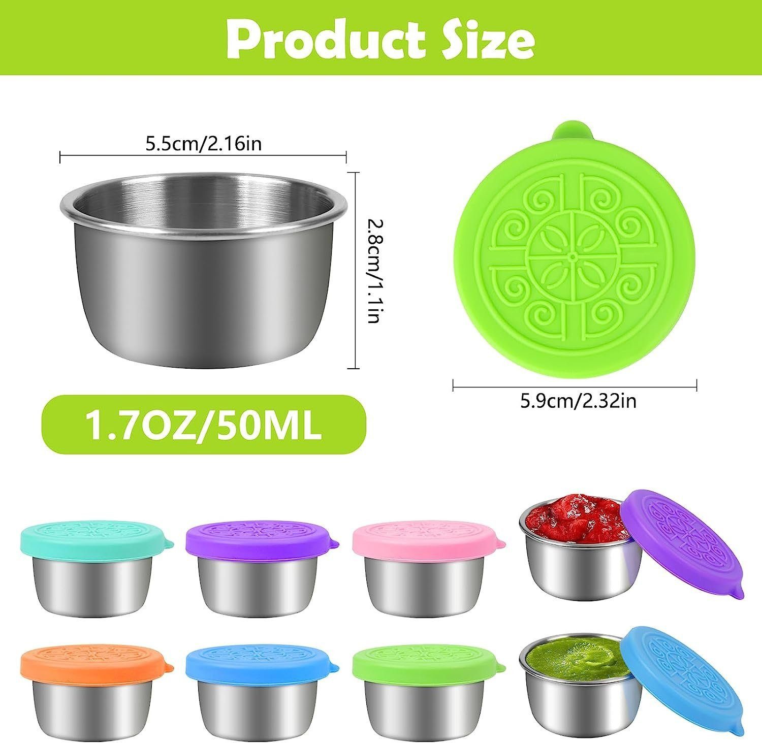 feinlux Marmeladenglas Salatdressing Behälter, (Set, 6-tlg., 6x50ml Kleine Edelstahl dressing behälter, (6-tlg), 304 Edelstahl, lebensmittelecht
