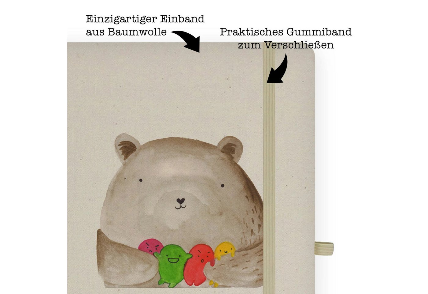 Thumbnail - Mr. & Mrs. Panda Notizbuch Bär Gefühl - Transparent - Geschenk, DIN A4 Notizbuch Softcover, Tage Mr. & Mrs. Panda, Premi...