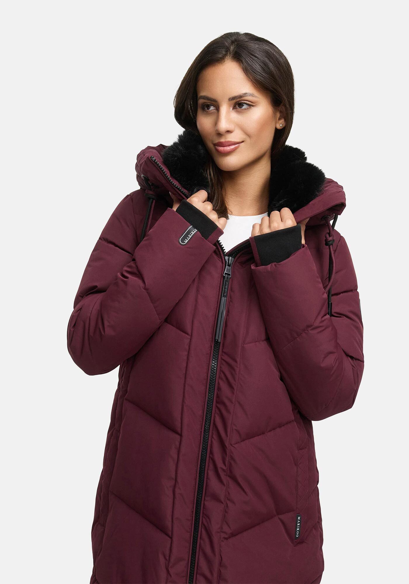 Marikoo Winterjacke Nadaree XVI Stepp Mantel mit großer Kapuze
