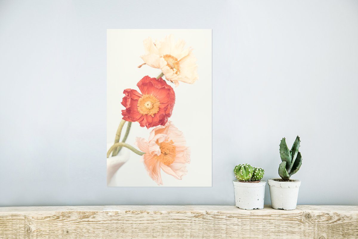 Rot - Poster, Rahmen St), Pflanzen, Blumen Poster - für Ohne MuchoWow (1 Wohnzimmer, - Natur Wandposter Wandbild,