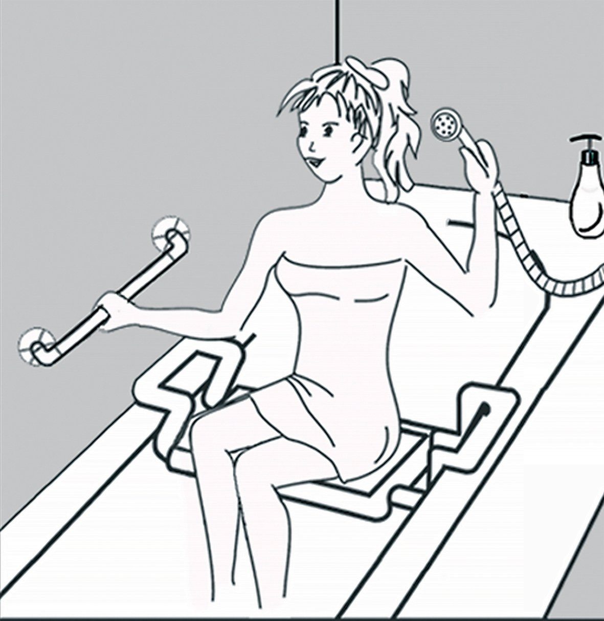 MSV Bathtub Hanging Seat, Extendable Bathtub Seat 50-70 cm, Load Capacity up to 150 kg, Easy to Hang, Fits All Standard Bathtubs Thanks to Adjustable Width, Seat Surface approx. 36 x 26 cm