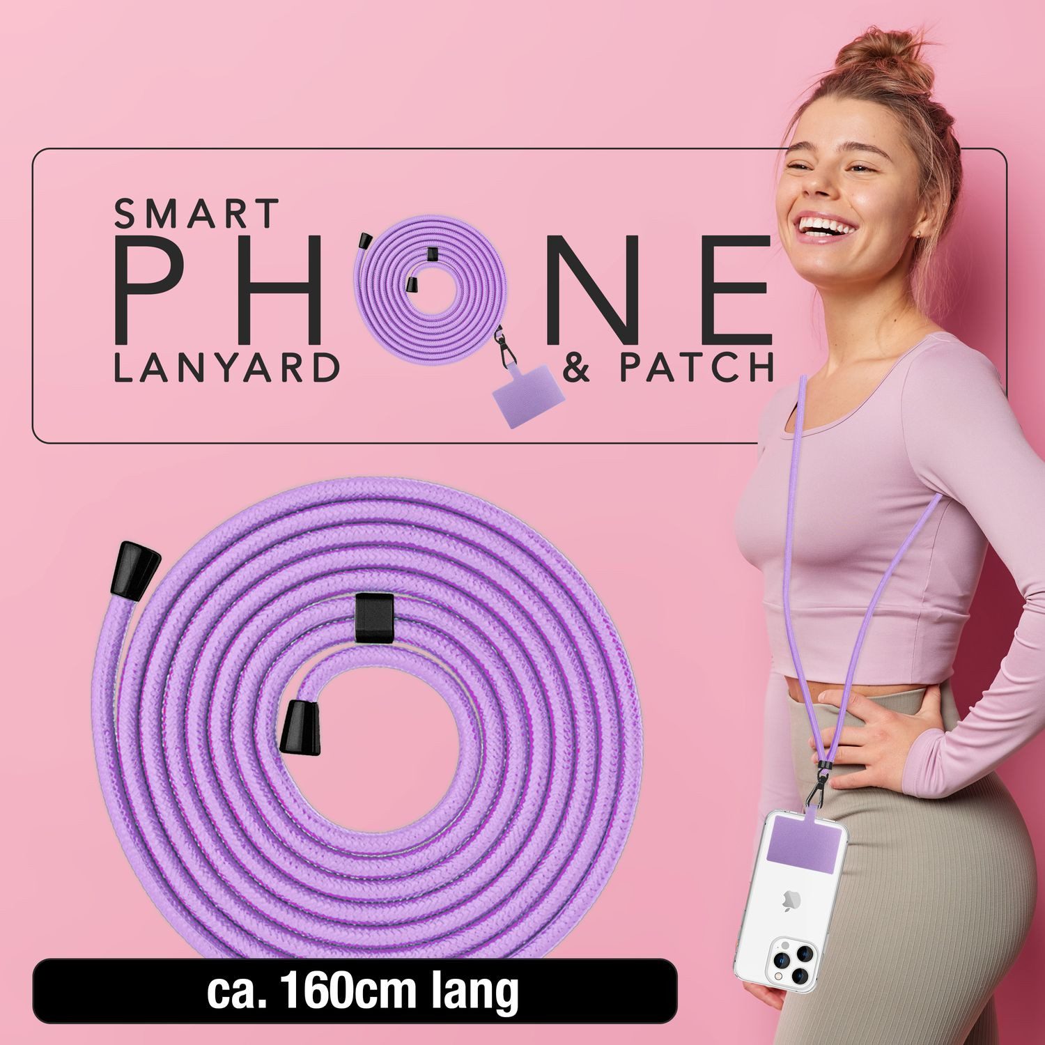Nalia Handykette Universal Smartphone, Fashion Lanyard 160cm Verstellbar / Band für Handyhülle zum Umhängen