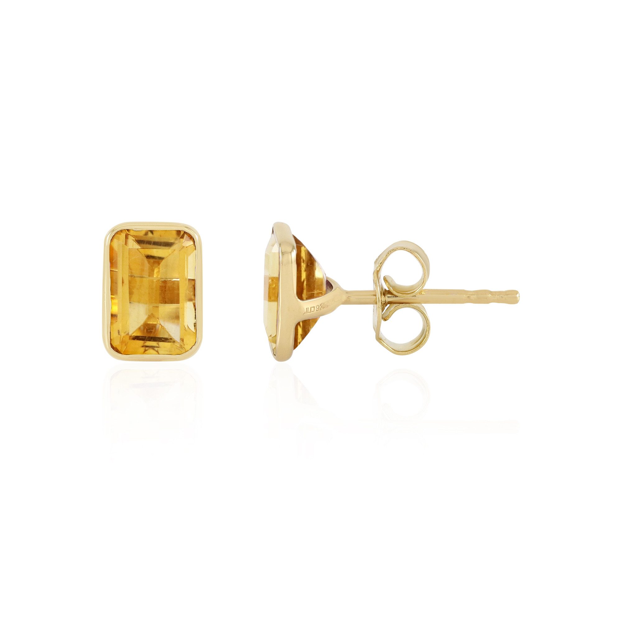 Cavill Ohrring-Set Cavill Echtschmuck Silberohrringe 1,8 ct Citrin, oktagon, goldpl. (2-tlg)