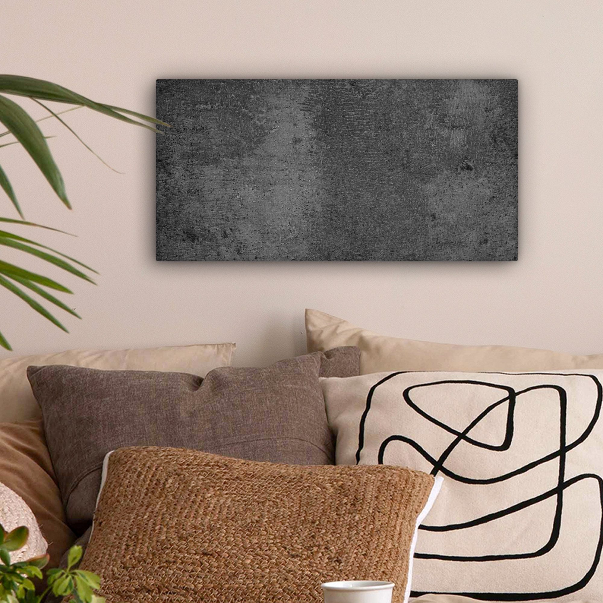 OneMillionCanvasses® Leinwandbild Panorama Strukturiert - Beton - Grau - In günstig online kaufen