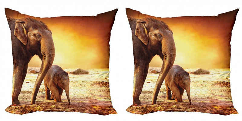Kissenbezüge Modern Accent Doppelseitiger Digitaldruck, Abakuhaus (2 Stück), Zoo Mutter-Baby-Elefant-Familie