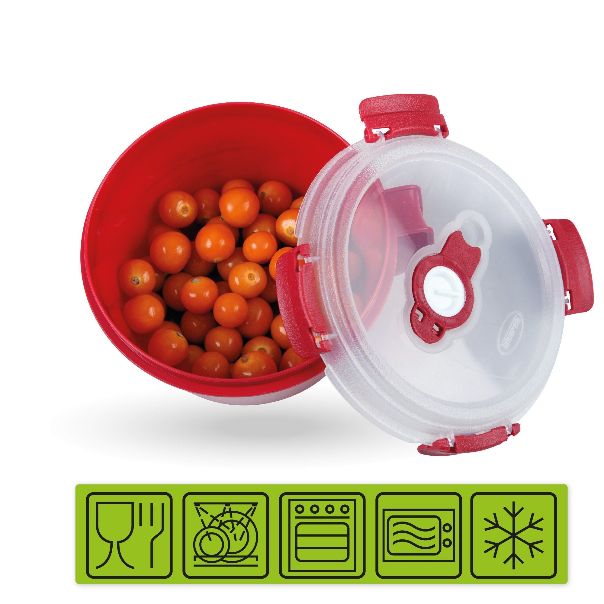 Meal Kunststoff, L, für Prep Tontarelli 0,85 (1-tlg), luftdicht - Vorratsdose Frühstücksschale Lebensmittel Rot - Frischhaltedose Aufbewahrungsbox