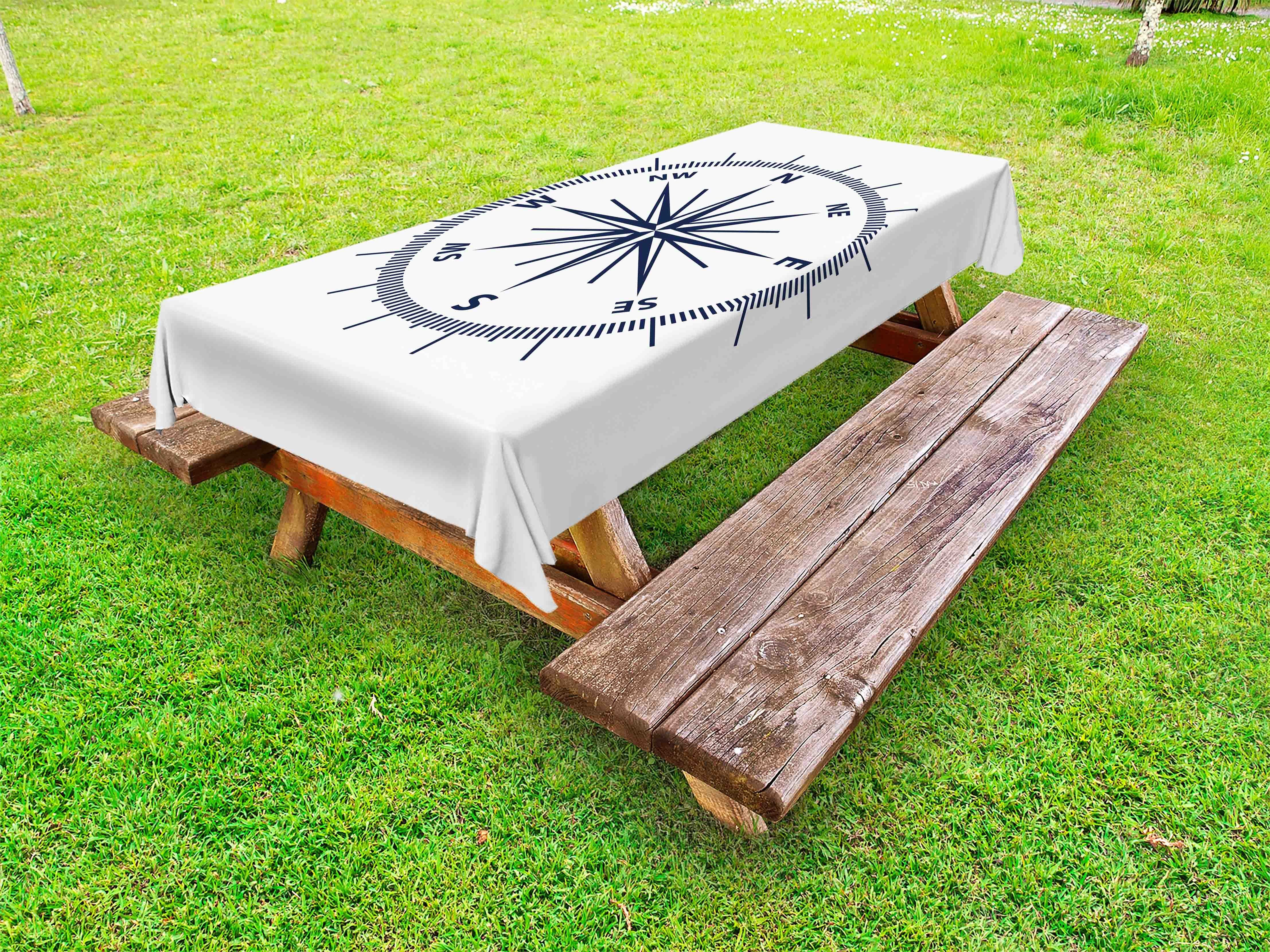 Abakuhaus Tischdecke dekorative waschbare Picknick-Tischdecke, maritim Monochromatische Windrose Kunst
