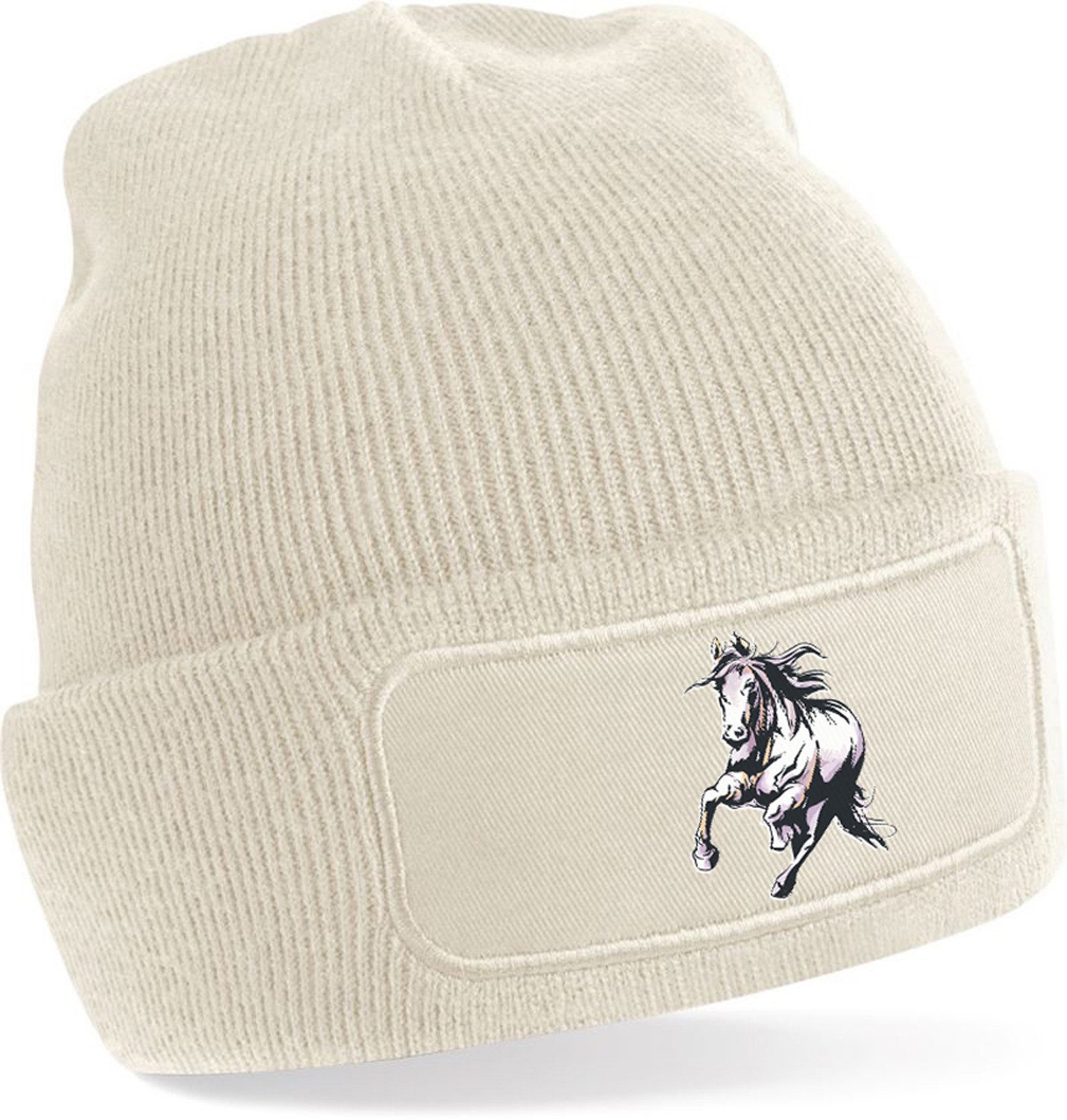 Strickmütze für kalte Tage - Beanie mit Pferde Print