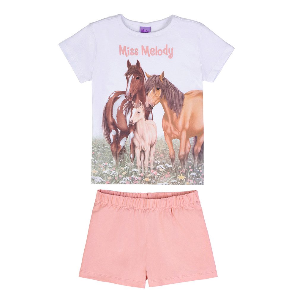 Miss Melody Shorty Miss Melody Shorty Schlafanzug kurz Pferdetrio weiß bridal rose (2 tlg)