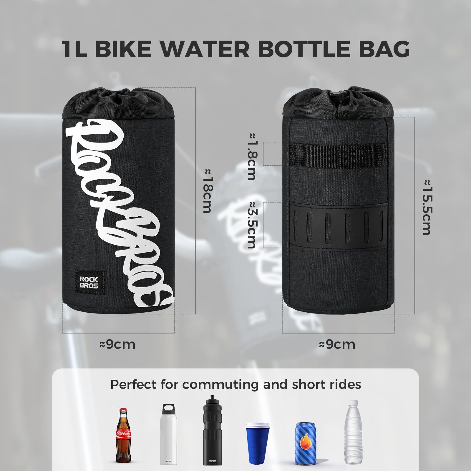 ROCKBROS Fahrradtasche Ohne Schrauben, Pouch Bag Bikepacking, Einfache Montage, 1L Fassungsvermögen, vielseitig einsetzbar