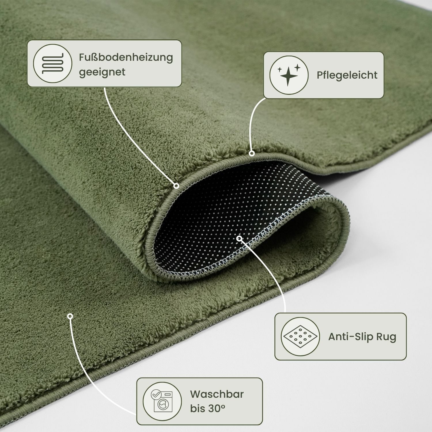 Vimoda Teppich Cozy Kurzflor Teppich – Angenehm warm & weich, waschbar & rutschfest, Rechteck, Höhe: 10 mm, Fellteppich Uni, Wohnzimmer, Schlafzimmer, kinderzim – Bild 3 von 5